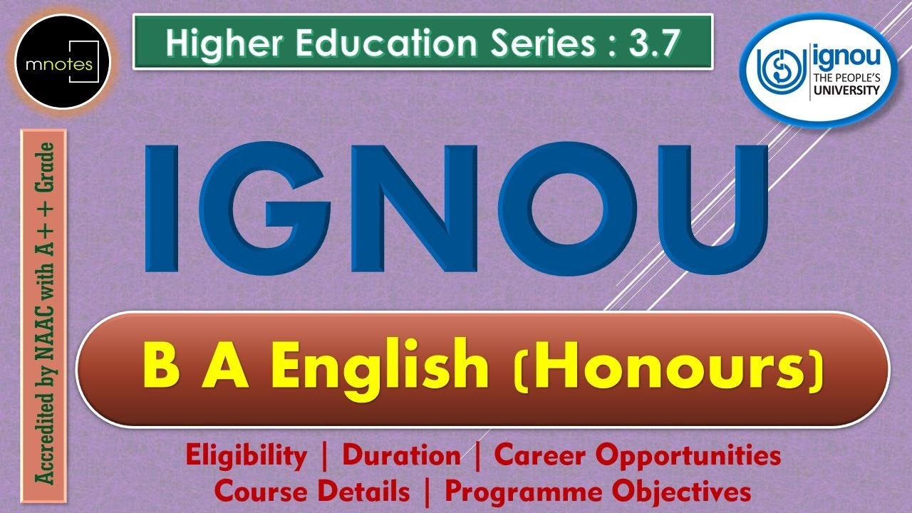 IGNOU B A B A English(Honours) IGNOU in Malayalam YouTube
