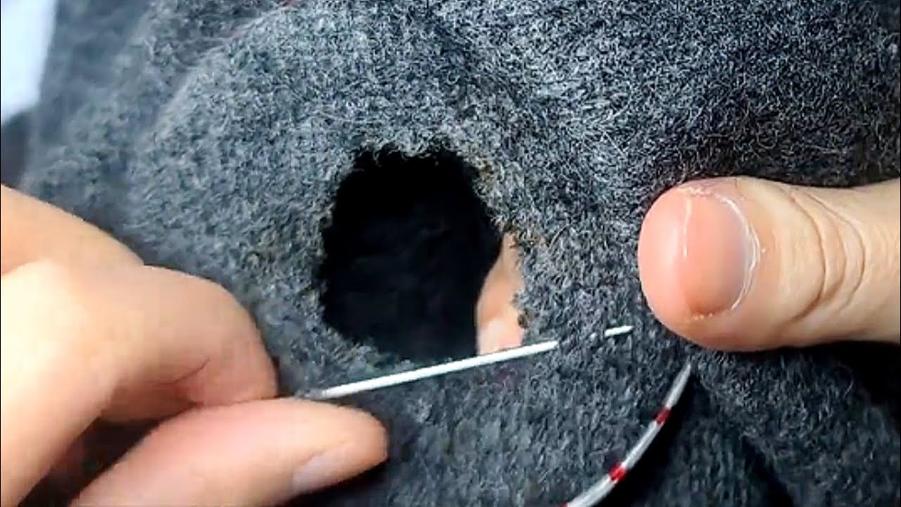 How to Invisibly Repair a Hole in a Knit Sweater at Home - YouTube