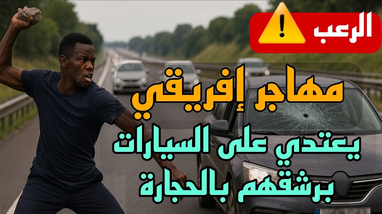 الرعب وسط الطريق السيار بالمغرب...مهاجر أفريقي يرشق السيارات بالحجارة ويسبب أضرار جسيمة ⚠️