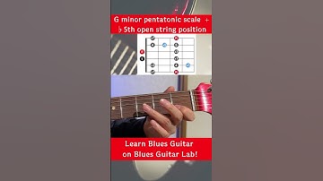 G minor pentatonic scale + ♭ 5 open string position #guitarlessons #bluesguitar #shorts