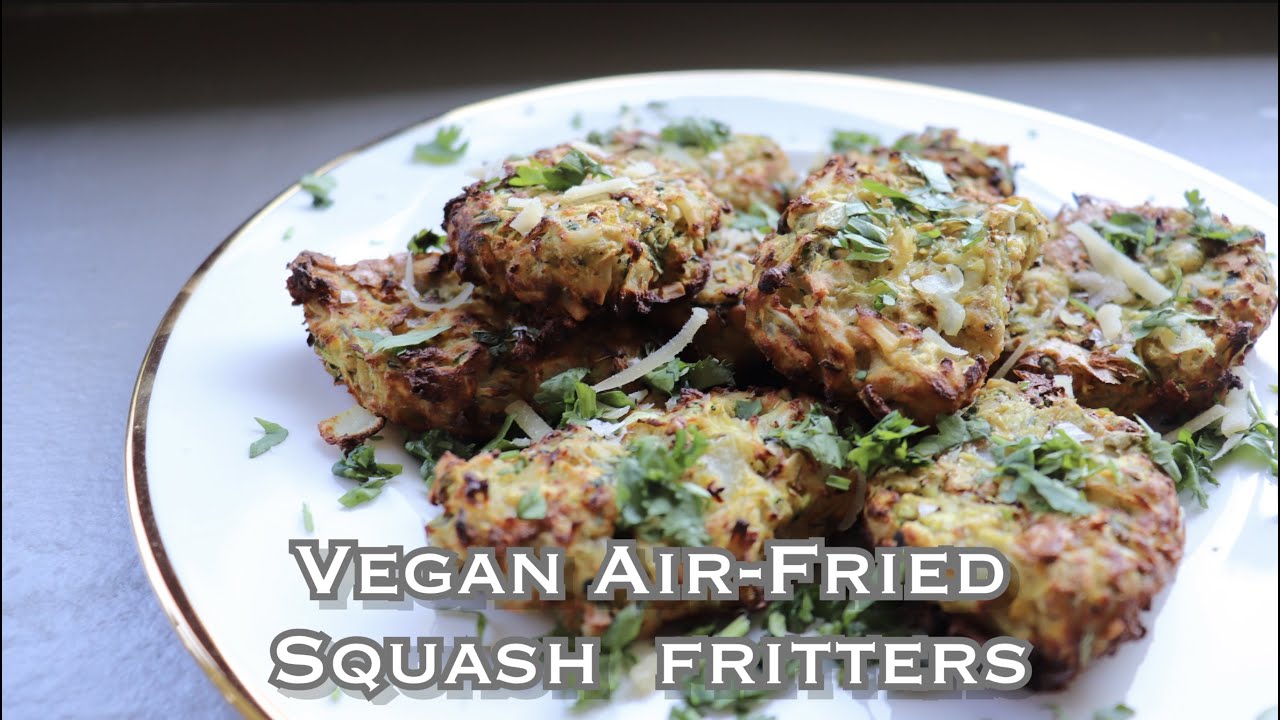 Easy & Delicious Vegan Yellow Squash Fritters Airfried Oilfree