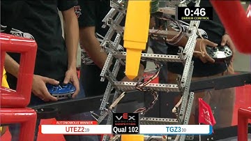 2015 VEXU Q102 - UTEZ2 vs TGZ3 - 57 to 32-Division Div-VEX U-VEX Worlds 2015
