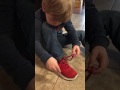 Little Boy Demonstrates His Cool Shoe Tying Trick