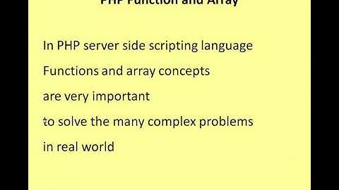 PHP Chapter 5 Functions and Array