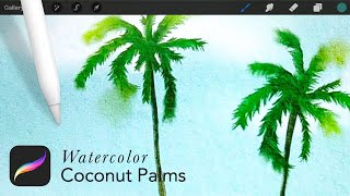 Procreate Watercolor Palm Tree Beach Tutorial & Watercolor Technique screenshot 2