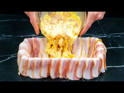 Запечённое куриное филе с беконом, картофелем и сырным соусом