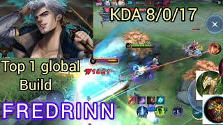 Top 1 global build FREDRINN + no death!! ~ mobile legends bang bang