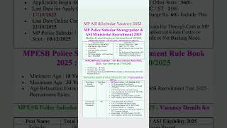 Mp Police New Vacancy 2025Mp Police Asi Vacancy 2025Mp Police Asi Ldc Vacancy 2025
