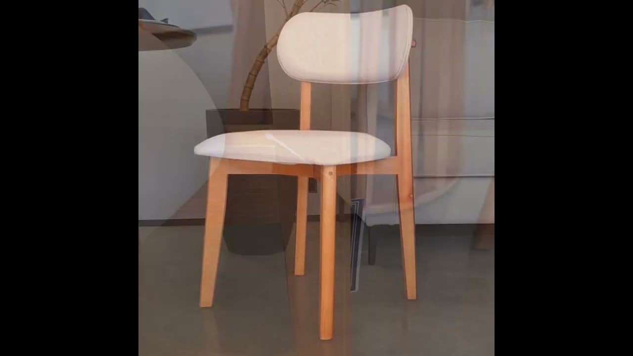 Cadeira de Jantar Estofada Lunna Amêndoa e Linho Off White | Wood
