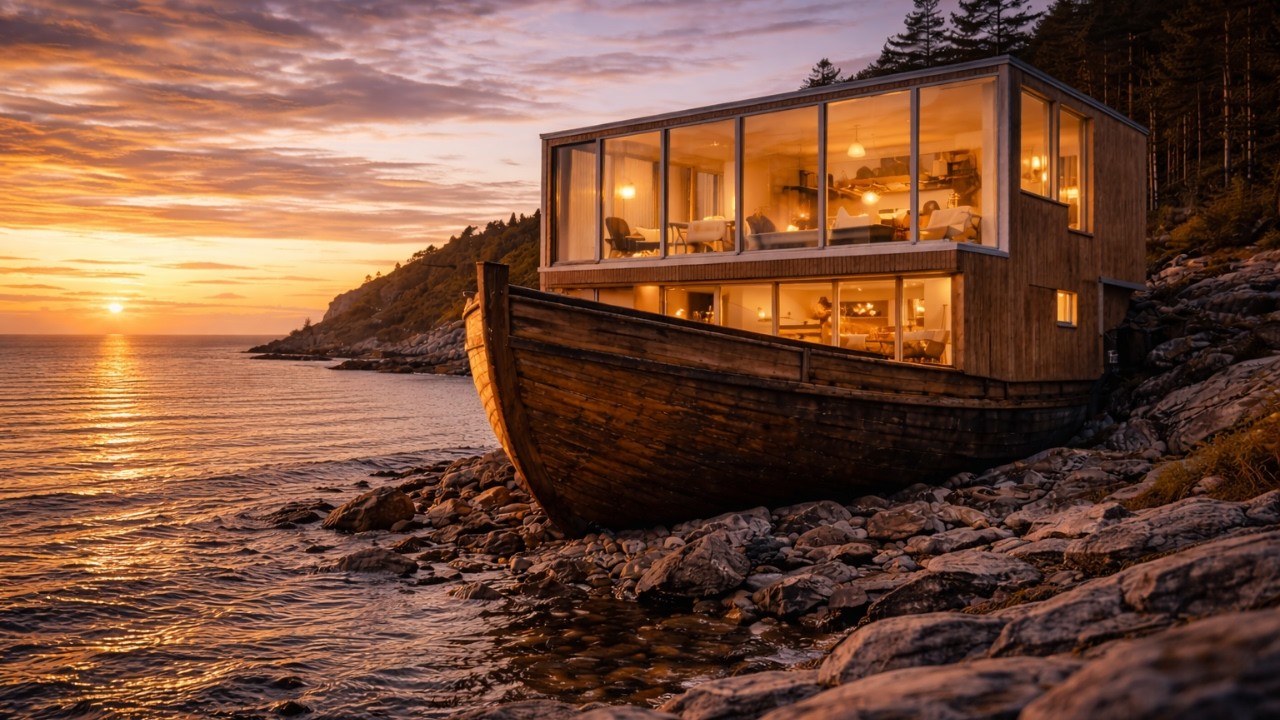 Abandoned Ship Transformed Into a Luxury Scandinavian Coastal Home #ShipRestoration#asmr#CoastalHome