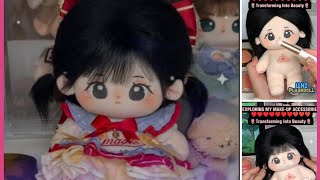 Explore 20cm cotton doll makeup, transforming into beauty. 💄✨