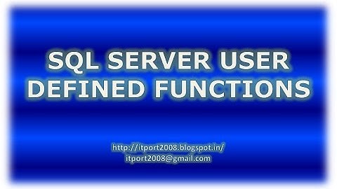 SQL Server User defined Functions