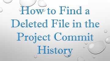 How to Find a Deleted File in the Project Commit History