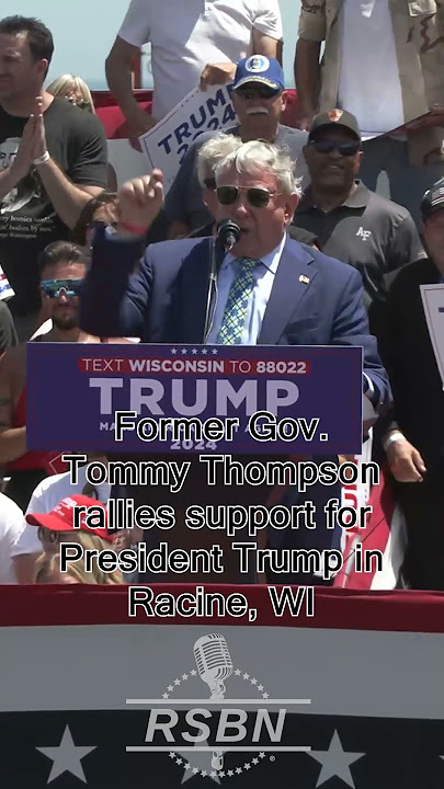Former Governor Tommy Thompson rallies support for President Trump in Racine, WI