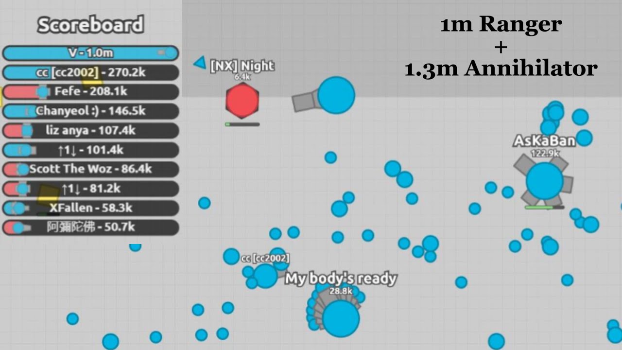 Ranger 1m vs Hunters in 2 Teams - Diep.io