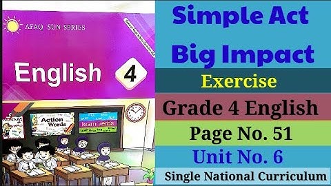 Simple Act Big Impact Exercise Grade 4 English Page No. 51 Unit No. 6