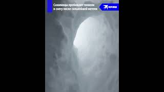 Сахалинцы пробивают тоннели в снегу после сильнейшей метели
