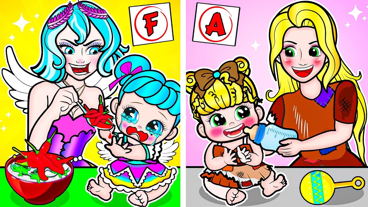 [🐾paper dolls🐾] Broke vs Rich and Bad Teacher in the School  | Rapunzel Family 놀이 종이