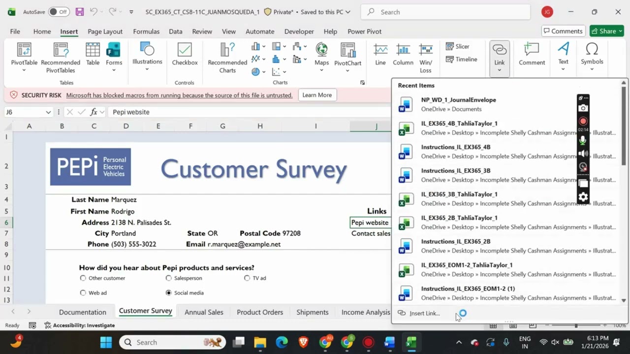 Shelly Cashman Excel 365 | Modules 8-11: SAM Critical Thinking Capstone Project C Pepi PEVs