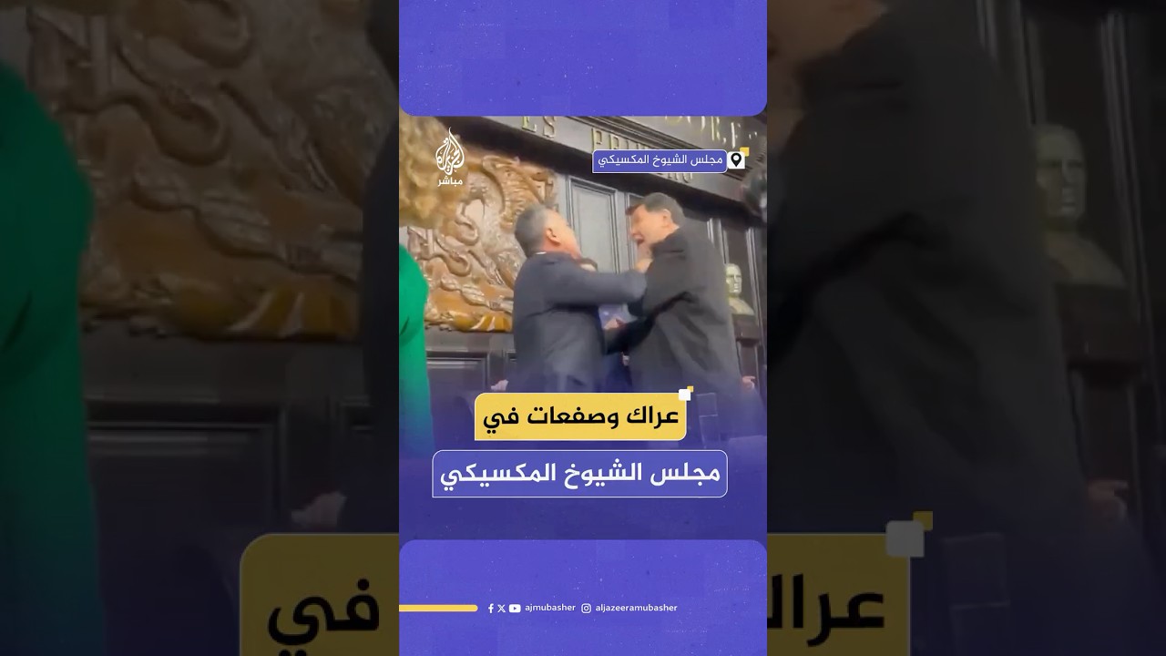 برلماني مكسيكي معارض يهاجم رئيس مجلس الشيوخ والأخير يحاول تفادي صفعاته.. فماذا حدث؟