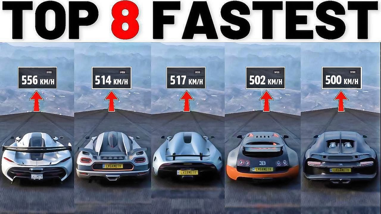 TOP 8 FASTEST KOENIGSEGG VS BUGATTI - FORZA HORIZON 5 | EXTREMELY DOWNHILL TOP SPEED BATTLE