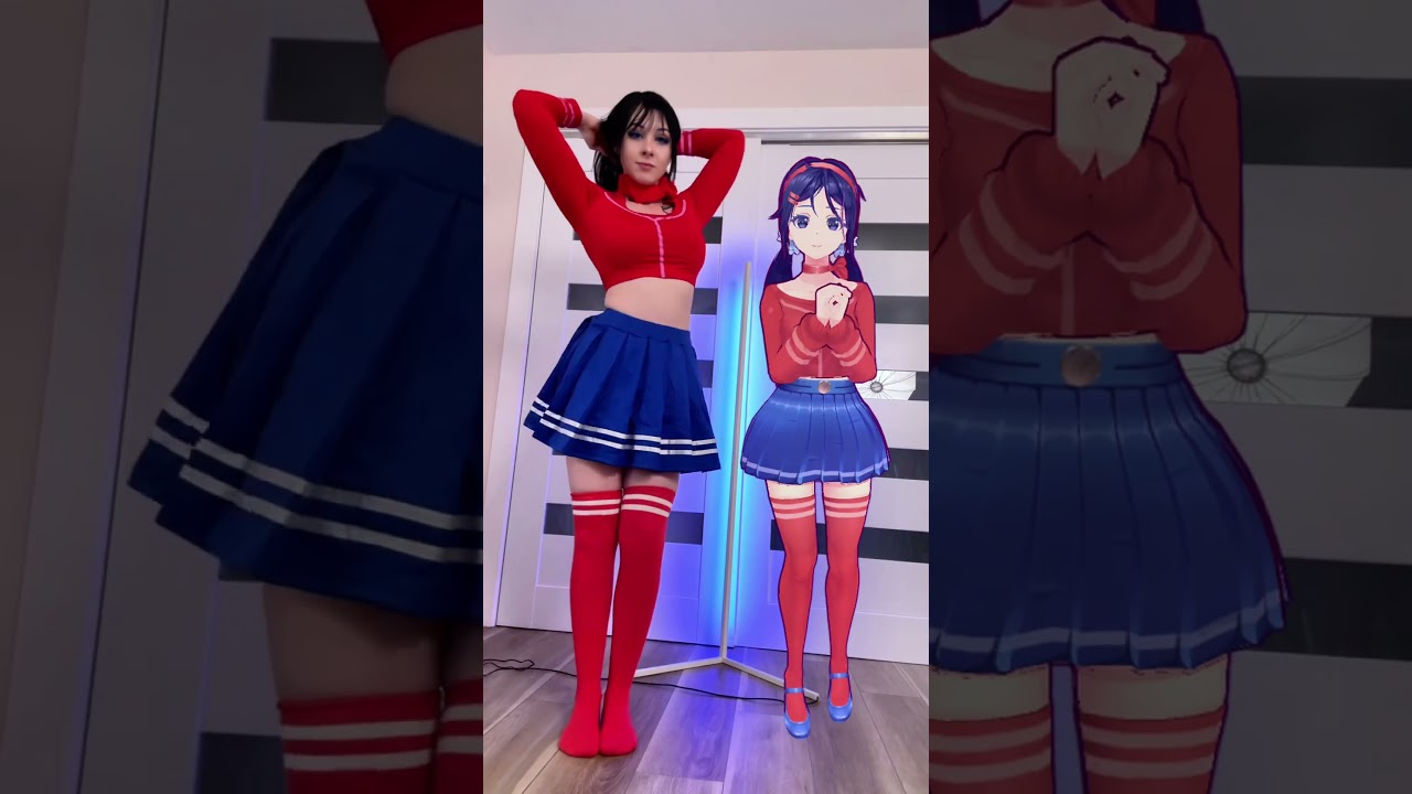 Putting on my Mita cosplay ❤️💙 #miside #anime #cosplay