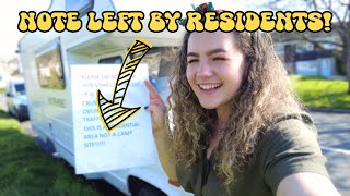 ANGRY RESIDENTS LEAVE A NOTE ON MY VAN! | CRAZY BRITISH WEATHER LIVING IN A VAN