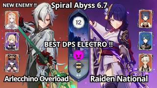 NEW ENEMY !! C0 Arlecchino Overload & C0 Raiden National - Spiral Abyss Floor 12 Genshin Impact 6.7