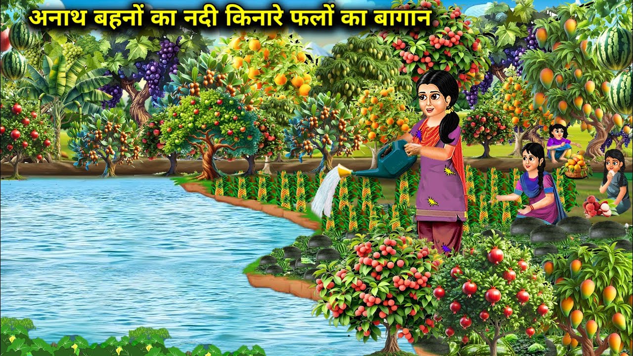 अनाथ बहनों का नदी किनारे फलों का बागान | Cartoon Videos | The Orphan Sisters' Riverside Fruit Orcha.