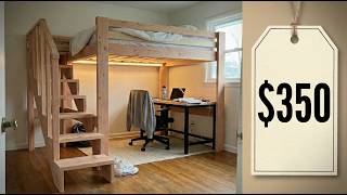 DIY Loft Bed with Stairs for $350 | Full Size Build, No Ladder Needed