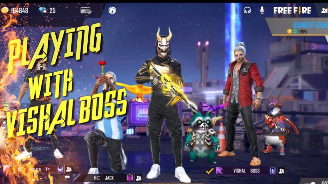 Free Fire Playing With Vishal Boss Hard Gameplay Youtube