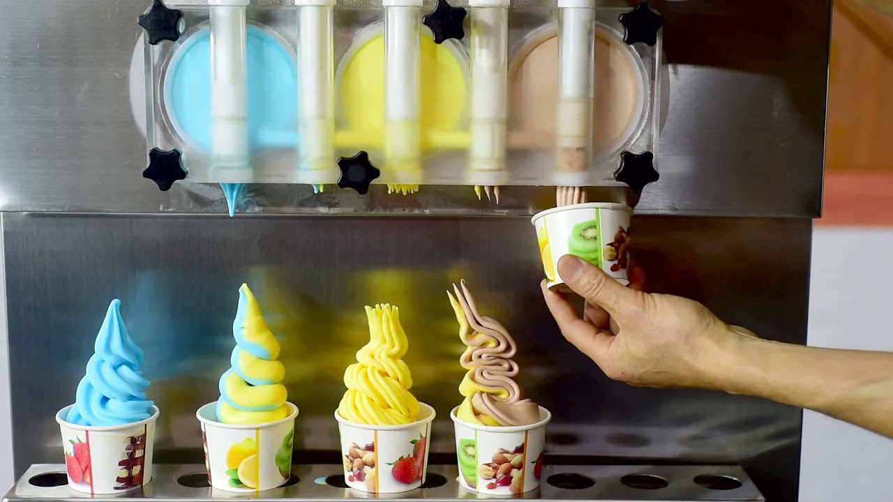 Five mixed desktop mini soft serve ice cream machine with noodles, falls, gourd, christmas trees