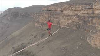 1km - New BLINDFOLDED Highline World Record - in Russia