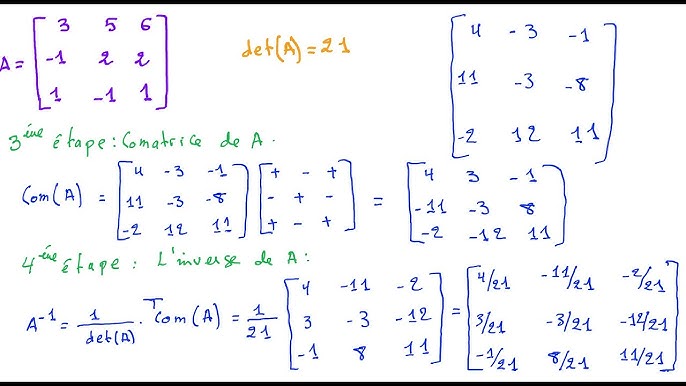 Trouver le déterminant d'une matrice 3x3 - Méthode 2 - YouTube