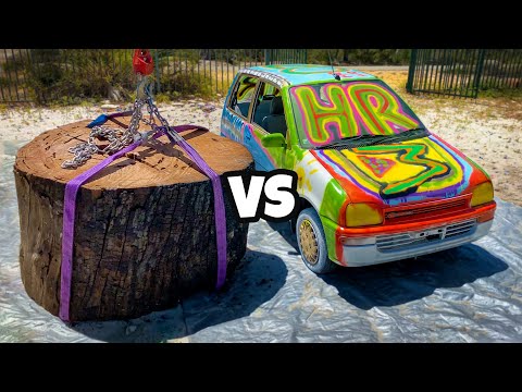 GIANT STUMP Vs. CAR from 45m Tower!