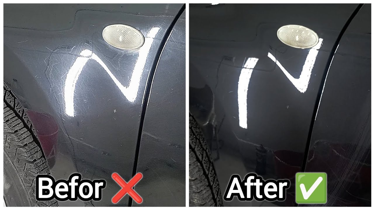 take off paint scuffs & scratchs with heavy cut polishing - YouTube