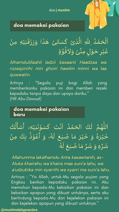 Doa memakai pakaian dan pakaian baru. #muslimdailypractice #doaberpakaian #doaharian