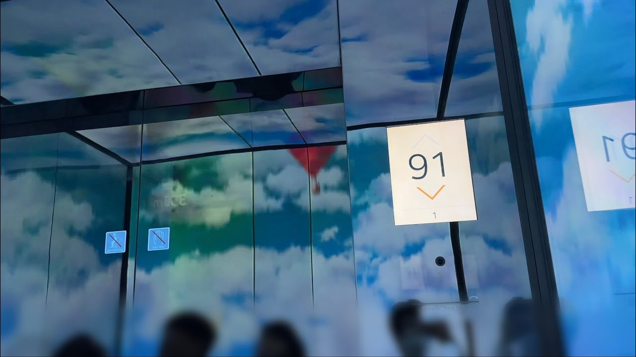 600m/min! 부산 해운대 LCT 엑스 더 스카이 전망대 미쓰비시 엘리베이터 하행 탑사기 (98-1F)