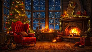 Cozy Christmas Ambience & Snowfall Relieves Insomnia ? Cozy Fireplace and Wind Sound to Sleep