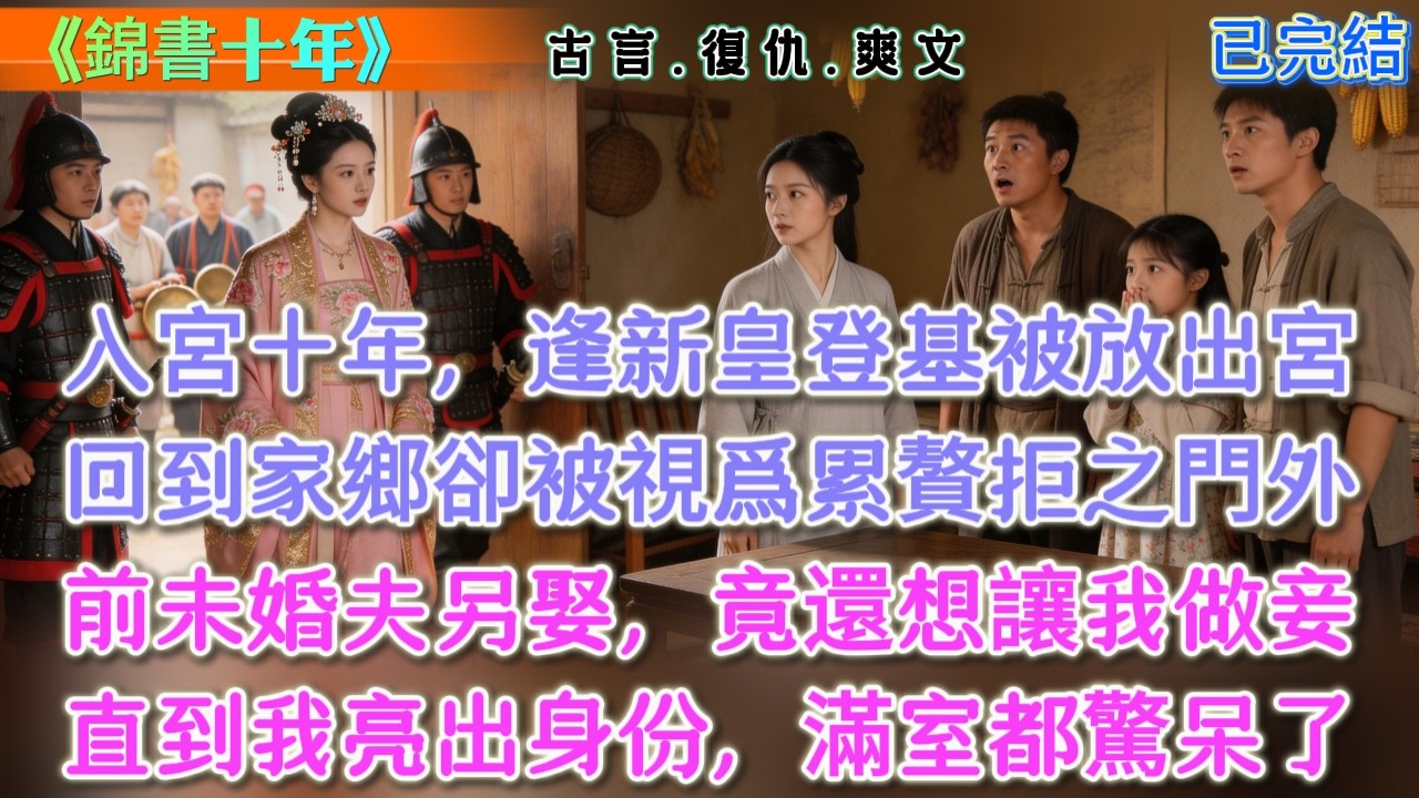 【古言】《錦書十年》，入宮十年，逢新皇登基被放出宮，回到家鄉卻被視爲累贅拒之門外，前未婚夫另娶，竟還想讓我做妾，直到我亮出身份，滿室都驚呆了 #古言 #權謀