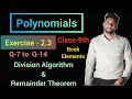 Class-9th | Chapter 2nd | Exercise 2.3 Q7 to 14 | Polynomials | Element Mathematics | By Kapil yadav