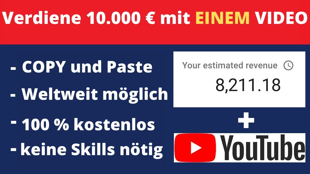 New Geld verdienen mit EINEM Einzigem Youtube Video - Copy and Paste - (2021)💸💸💸