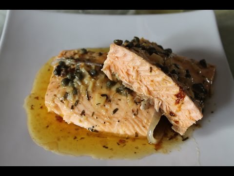 (AFuegoAlto) Receta Salmón con salsa de estragón y alcapa