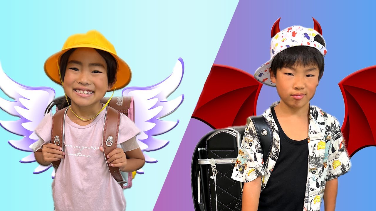 【学校ごっこ】よい子 VS わるい子 学校で正しく学ぼう！　Kaede and Ahtan show good and bad behavior for kids　かえであーたん