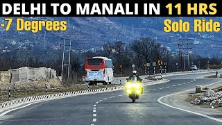 Delhi to Manali in Just 11 Hours at -7°C | Winter Snow Ride Begins | Solo Ride | deepranjasachan
