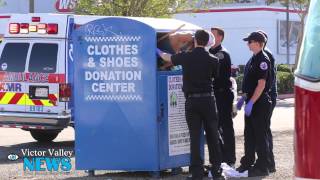 Firefighters Rescue Man Trapped Inside Clothing Bin in Victorville