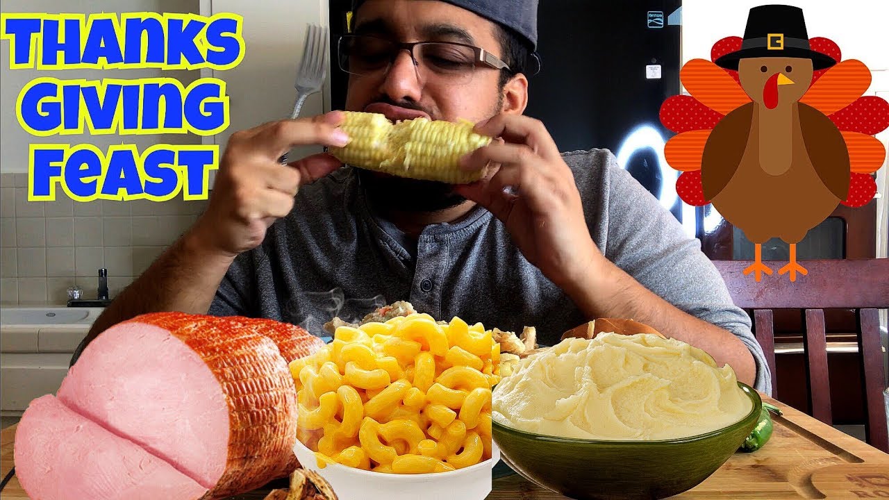American Thanksgiving Mukbang/Eatingshow | Turkey, Ham, MAC & Cheese, stuffing, mashed potatoes