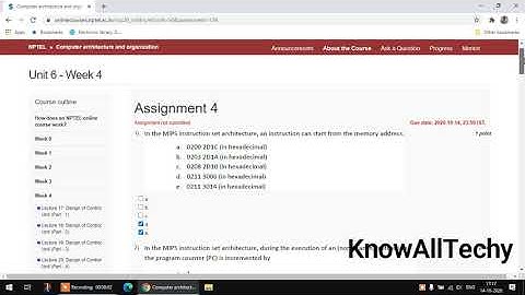 Computer Organization and Architecture Week 4 Solutions #NPTEL