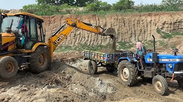Jcb 3dx Backhoe Making mud Loading in Sonalika Tractor Video || Sonalika Tractor Loading Part-02
