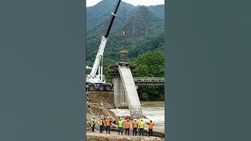 🎯Construction Disaster! Bridge Crumbles as Crane Lifts Heavy Beam #ConcreteBeam